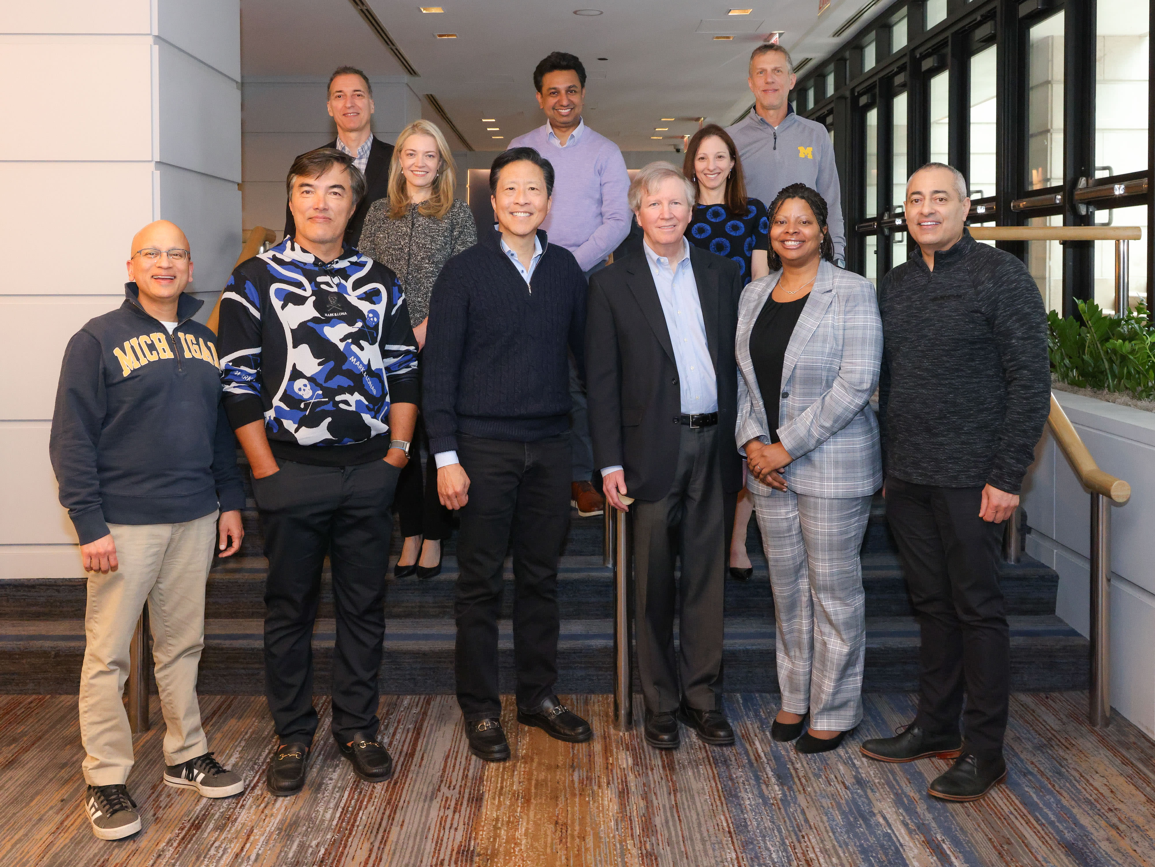 The 2024 Retina Fellows Forum Faculty. Back row: Dean Eliott, MD, FASRS, Aleksandra Rachitskaya, MD, FASRS, Sunil Srivastava, MD, Amy Schefler, MD, FASRS, and Alan Ruby, MD, FASRS; Front row: Sunir Garg, MD, FASRS, David Chow, MD, FASRS, Carl C. Awh, MD, FASRS, John Thompson, MD, FASRS, Adrienne Scott, MD, FASRS, and Tarek Hassan.