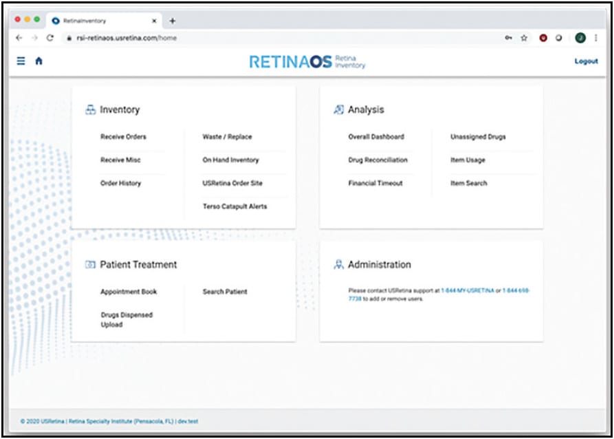 RetinaOS dashboard. 
IMAGE COURTESY USRETINA.