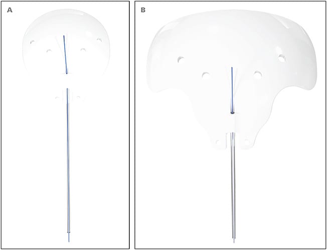 Figure 1. The New World Medical Ahmed Clearpath CP250 (A) and CP350 (B).