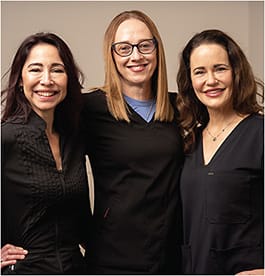 From left: Raquel McJunkin, master aesthetician and clinical study coordinator; Christeen DeNeui, COA, office administrator, clinical trial coordinator, and ophthalmic assistant; and Laura M. Periman, MD.