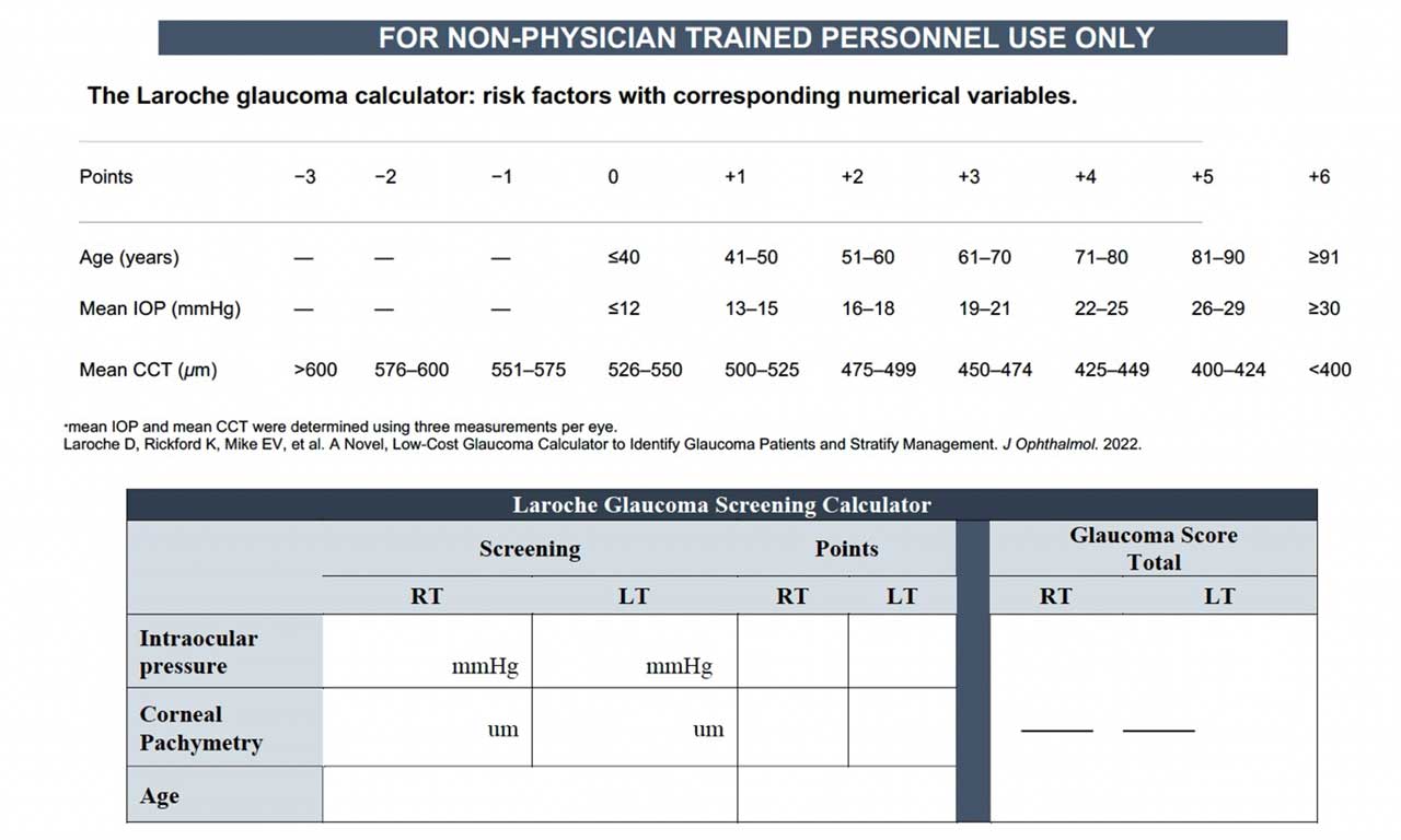 Figure 1. The Laroche Glaucoma Risk Calculator