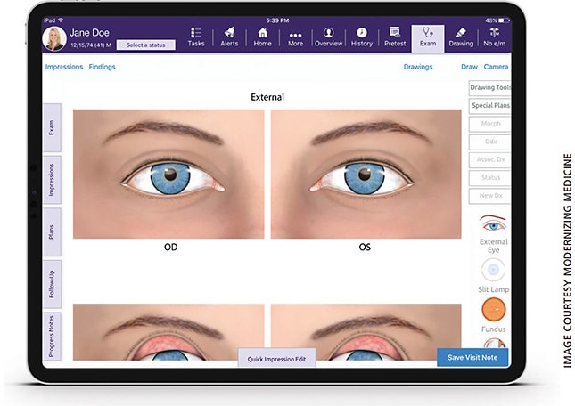 The “Virtual Exam Room” feature in Modernizing Medicine’s EMA.