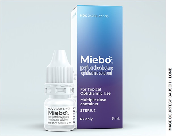 MIEBO is a preservative-free eyedrop that coats the surface of the eye to prevent tear evaporation.