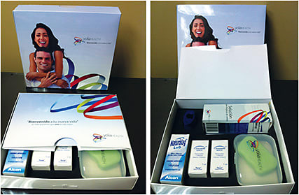 Figure 1. TVT Kit. Customized RGP lenses plus ophthalmic eye drops. Provided by Yolia-HEALTH.