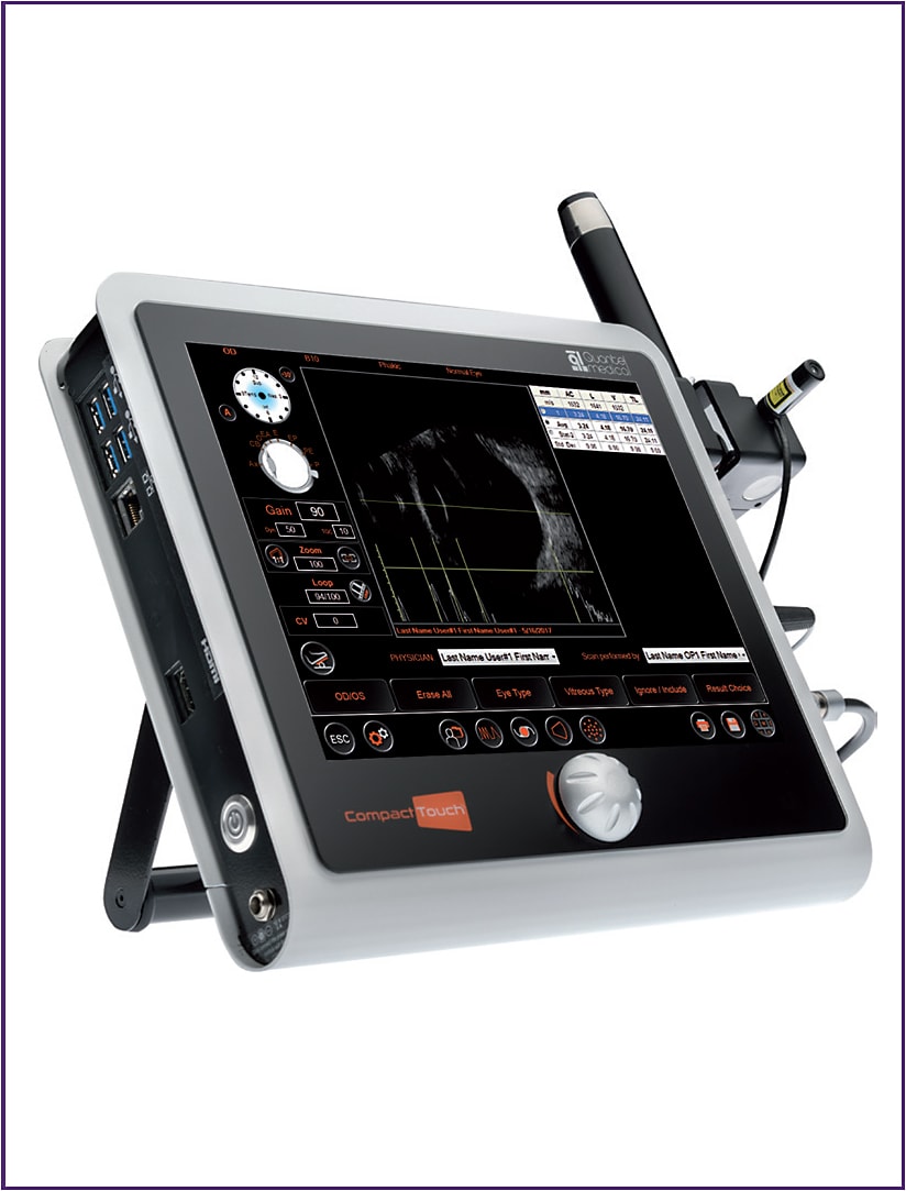 The new Compact Touch ophthalmic ultrasound platform.
IMAGE COURTESY QUANTEL MEDICAL