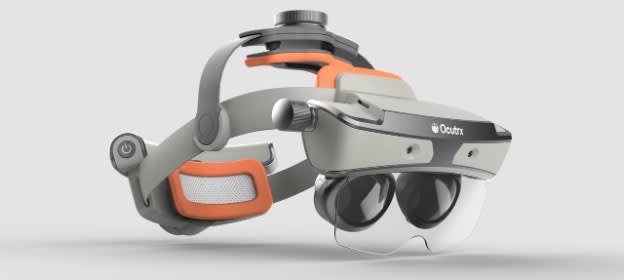 Figure 1. The OcuLenz (Ocutrx Technologies) for AMD is an unenclosed augmented reality system that enhances vision by overlaying high-contrast, pixel-manipulated images, shifting from areas of nonsight to the user's remaining peripheral field of view.
