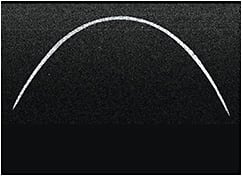 Figure 1. OCT example of an 8.4mm base curve, 13.8mm diameter commercially available soft contact lens.