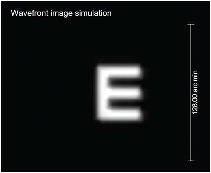 Figure 4. Patient’s simulated vision OD with coma corrected.