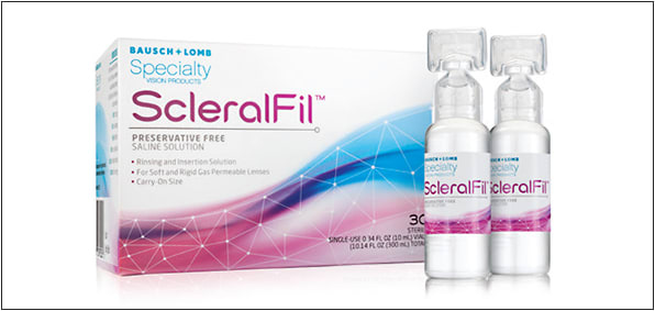 Bausch + Lomb’s ScleralFil solution is indicated for applying scleral lenses and for rinsing soft and GP contact lenses.