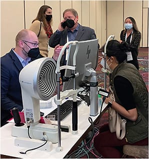 Figure 1. During the wet lab portion of the “Corneal Diagnostics and Monitoring for Contact Lens Practitioners” workshop, attendees got to use and experience various devices.