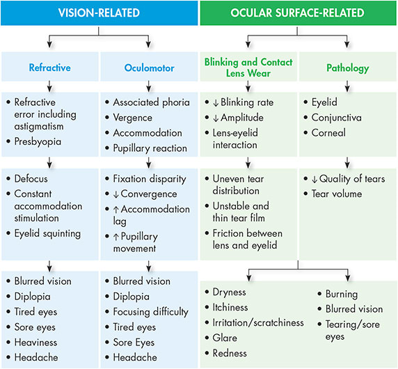 Figure 2. Vision- and ocular surface-related symptoms and causes.6,8