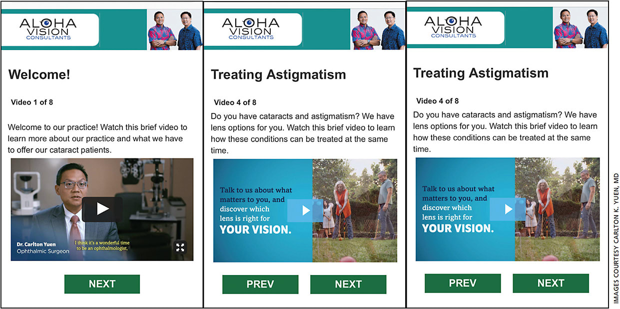 Figure. Each video in our smartphone-based patient education series covers some of the aspects of cataract surgery as well as the options that we want patients to understand so they can make well-informed decisions.