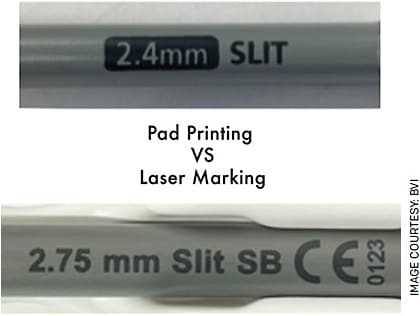 FIGURE 2. Changing from pad printing to laser marking eliminates toxic waste with zero impact on product quality.