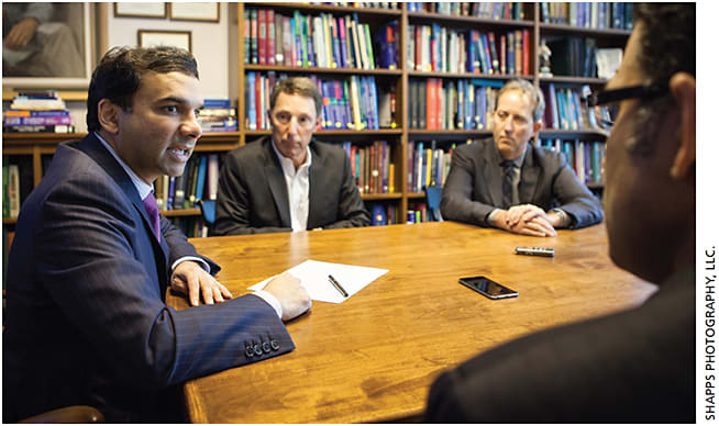 From left to right: Angelo P. Tanna, MD, Richard Lewis, MD, Thomas W. Samuelson, MD and Davinder S. Grover, MD.