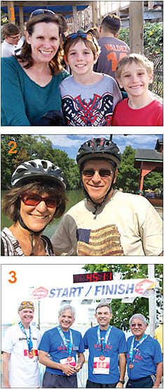 1: Ms. Schuy and her sons.
2: Dr. Kirschen with wife, Alyse.
3: Dr. Barker and colleagues at a 5K.