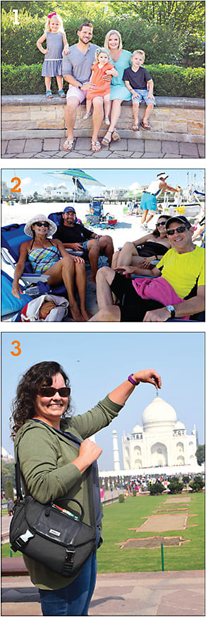 1: Press family photo!
2: The Tannens enjoying the beach.
3: Dr. Allison near the Taj Mahal.