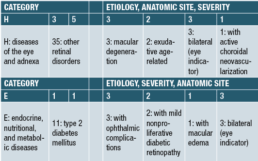 Table 1: Diagnosis Code Indicator Placements  in E and H Codes