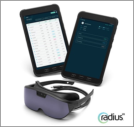 The Radius XR vision testing head-mounted display and accompanying tablet application.Image courtesy of Radius XR