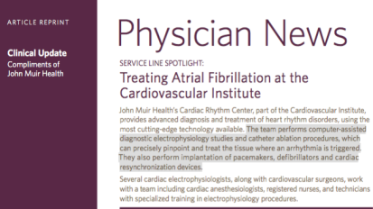 Physician News: Treating Atrial Fibrillation at the Cardiovascular Institute 