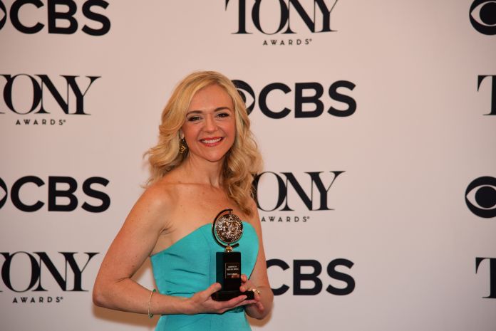 Rachel Bay Jones with her award for book version of Dear