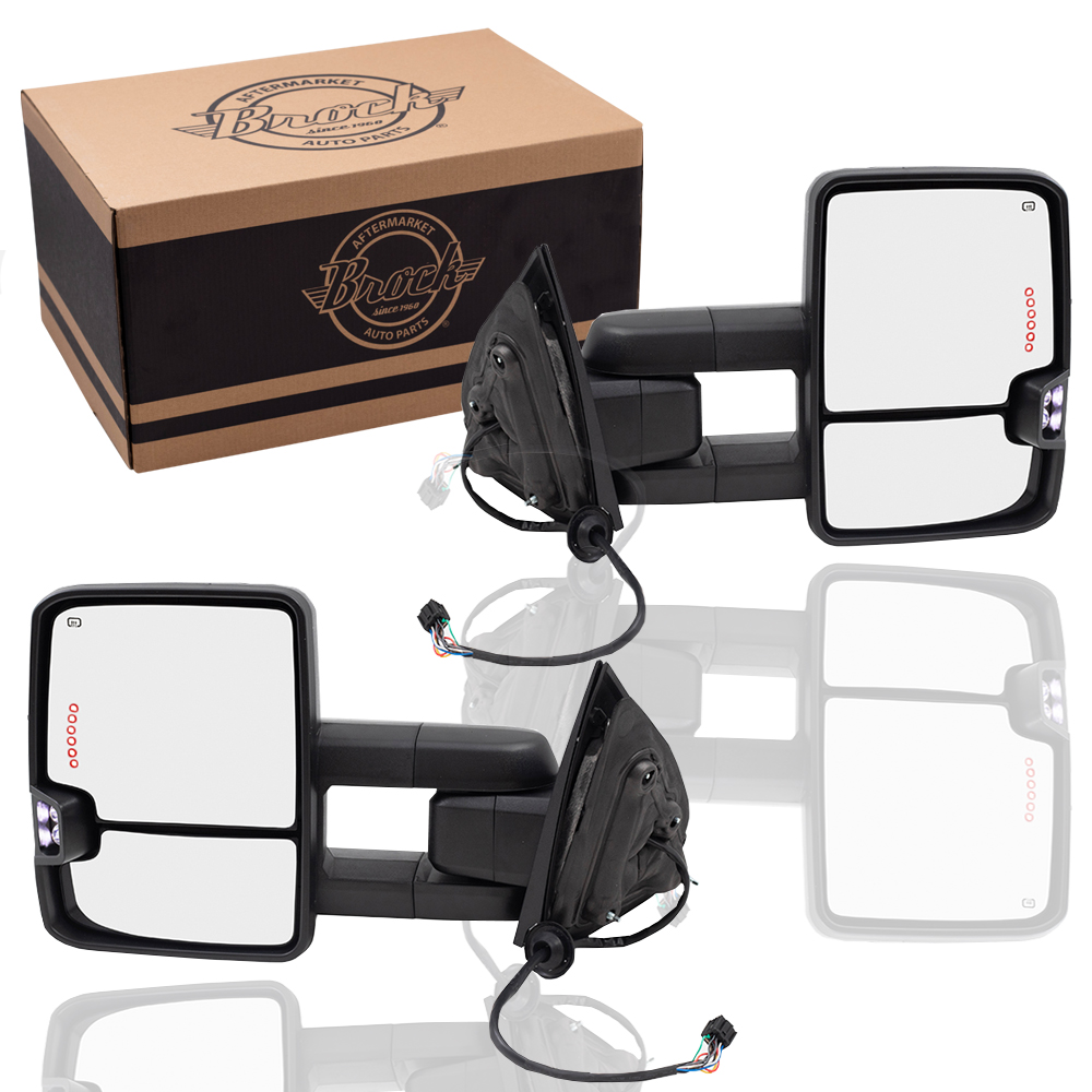 New Set of 2 Amber Towing Mirrors Pair For Chevrolet Silverado 1500 2014-2017