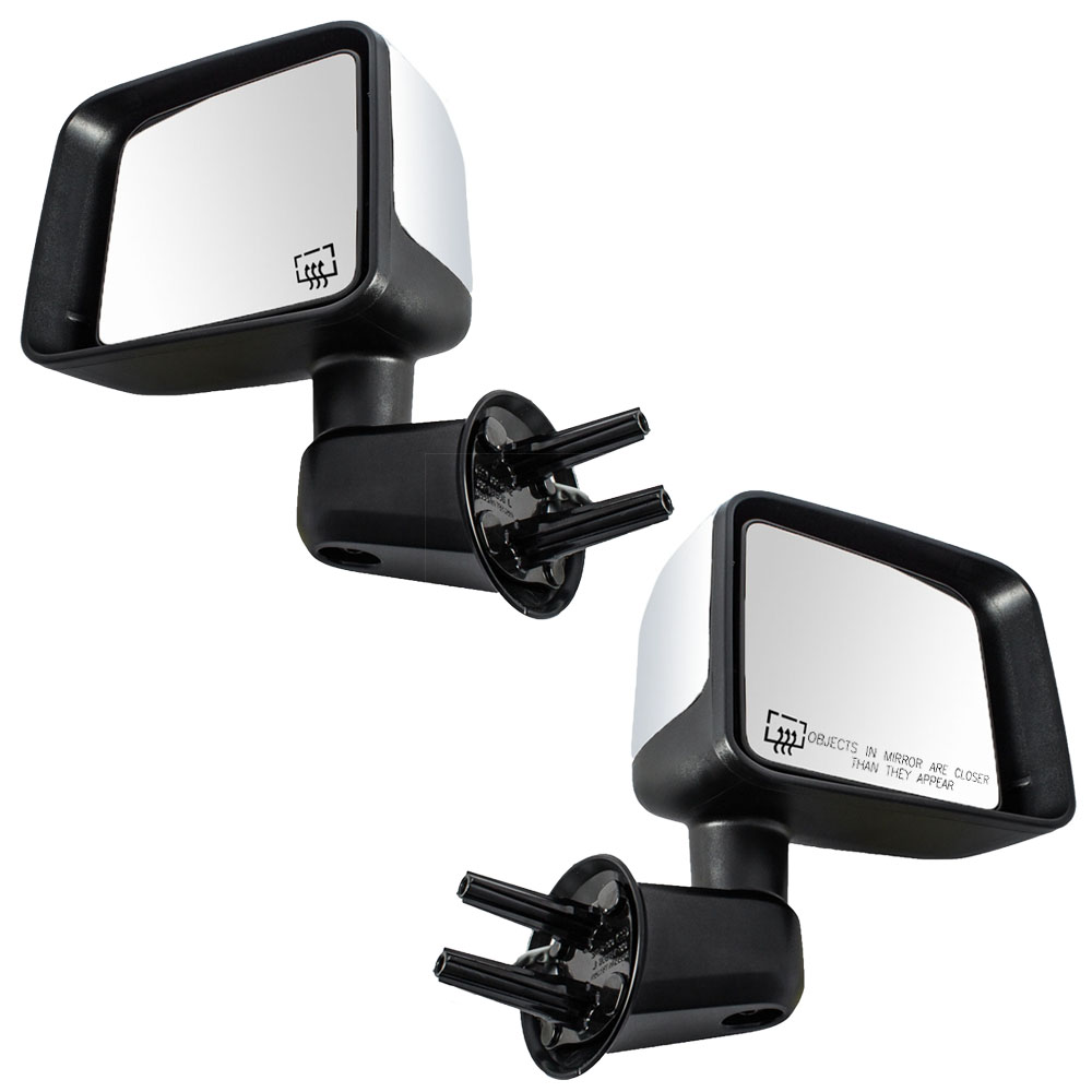14 Jeep Wrangler Set of Side View Power Mirrors Heated w/ Chrome Covers ...