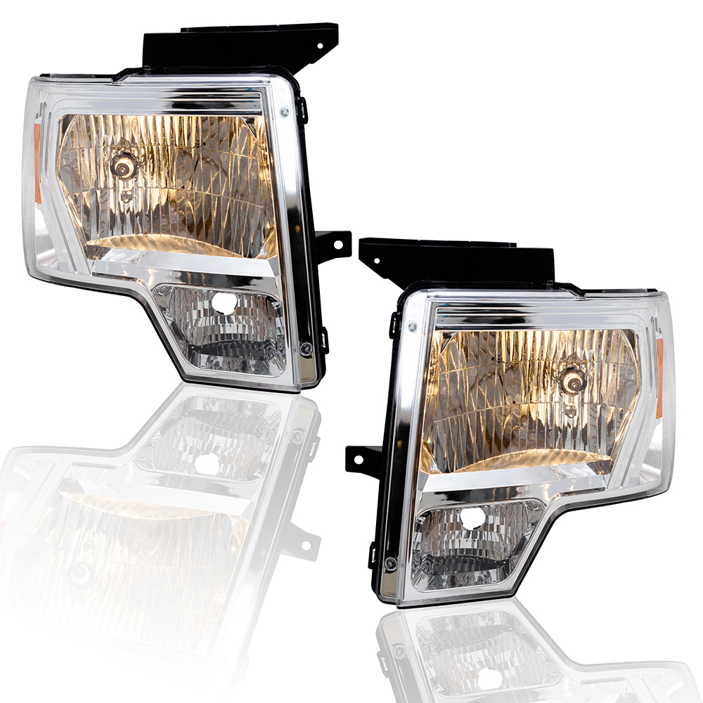 Performance Pair Set Halogen Headlights Chrome Trim for 0914 Ford F150