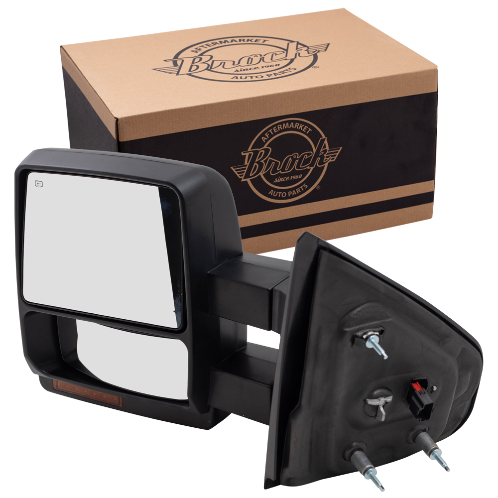 Brock Supply 0714 FD F150 TOW MIRROR TEXTURED BLACK POWER W/HEAT