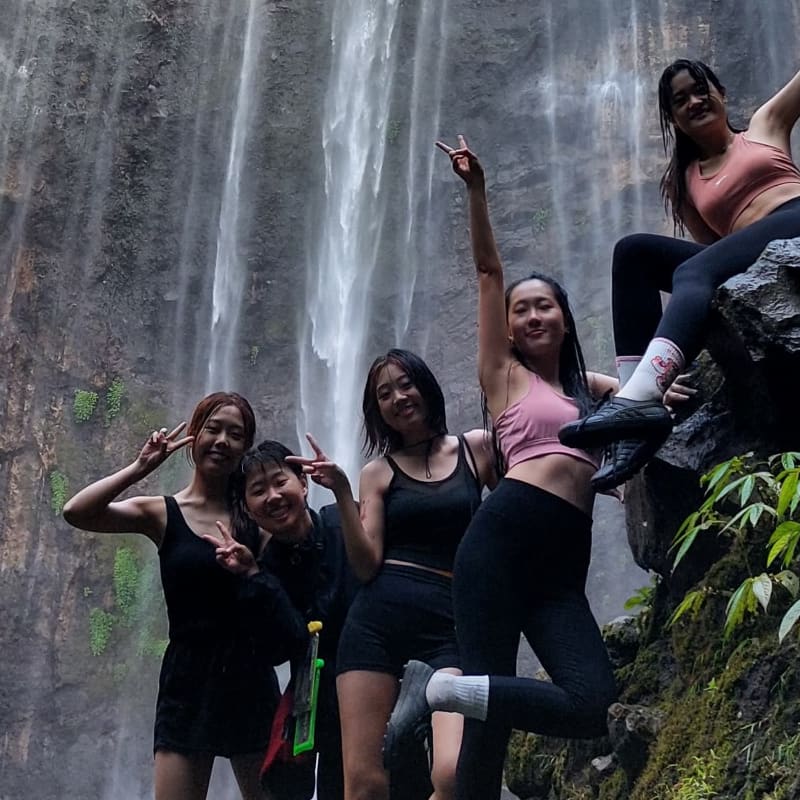 Happy tour group exploring East Java