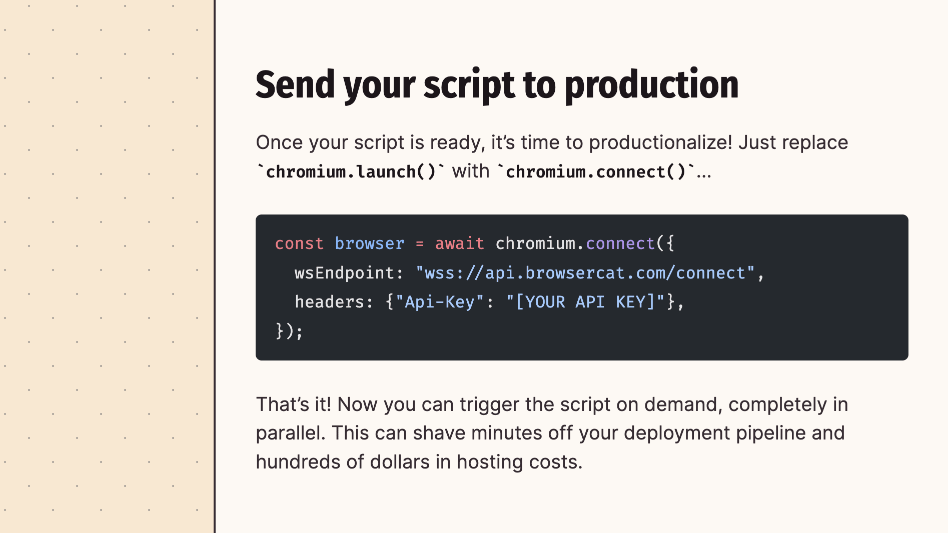 Friendly docs showing easy setup