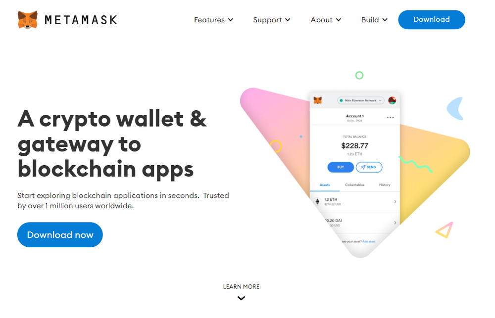 Metamask landing page