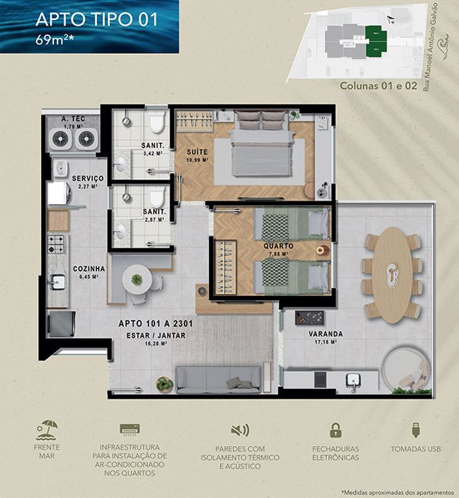 Planta Apartamento 1 Brisa Marina