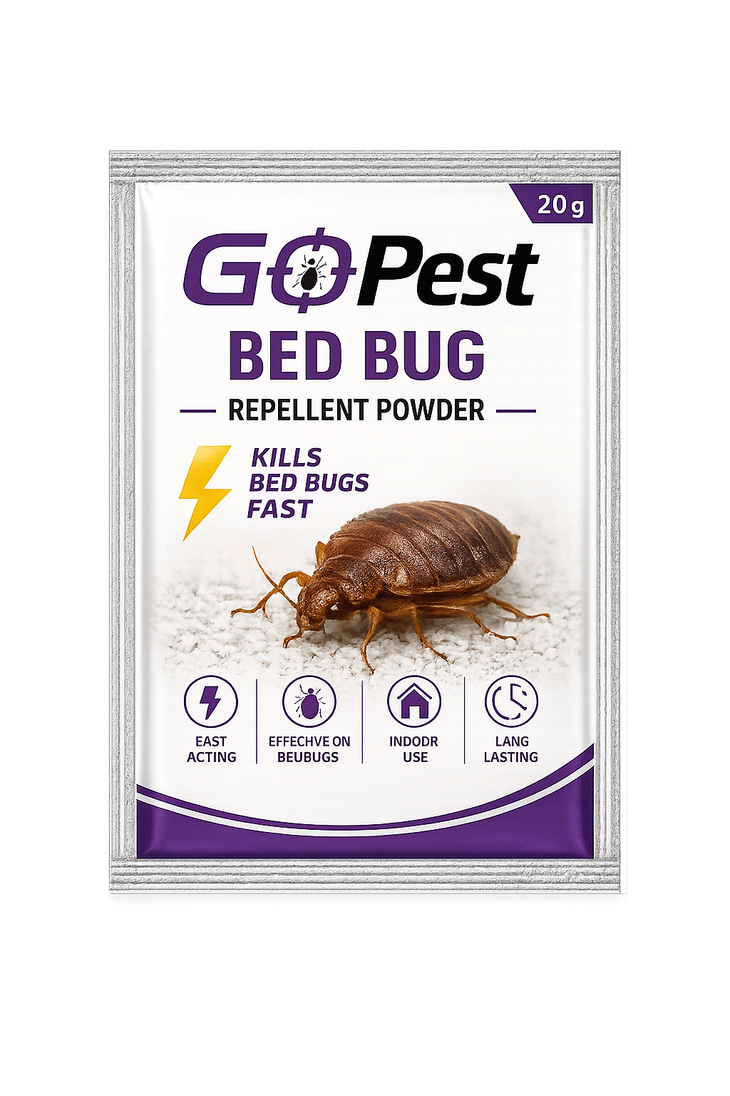 GoPest Bed Bug Repellent Powder 20g – Fast Acting Bed Bug Control for Home & Furniture