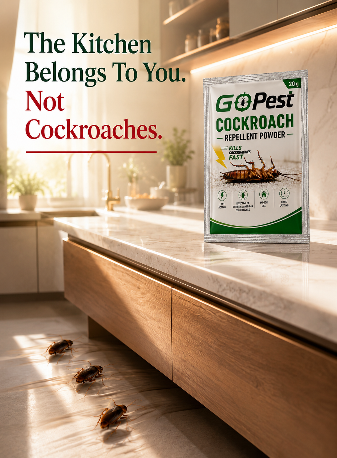 GoPest Cockroach Repellent Powder 20g – Fast Acting Cockroach Killer for Home & Kitchen thumbnail 2