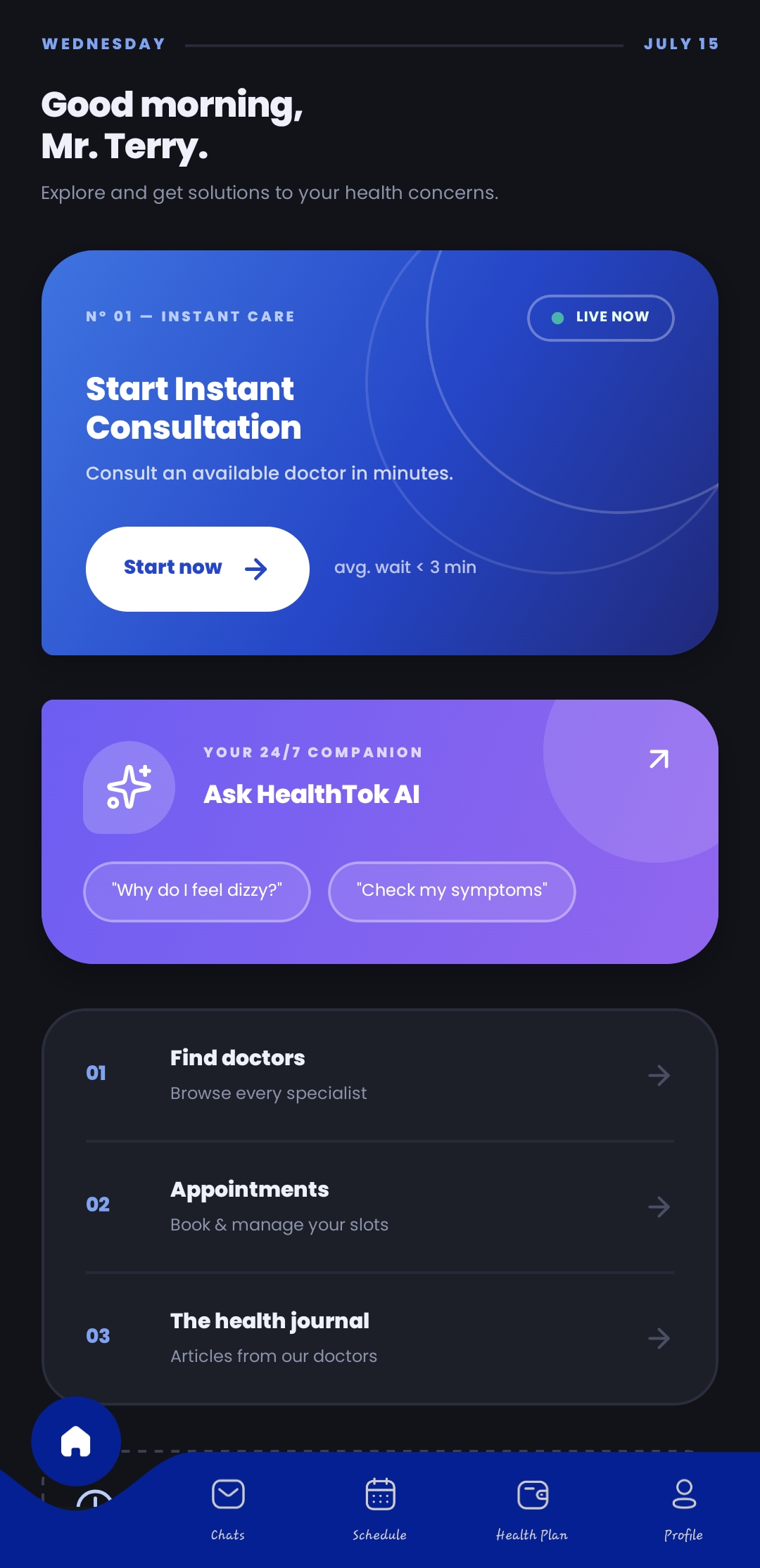 HealthTok app screen