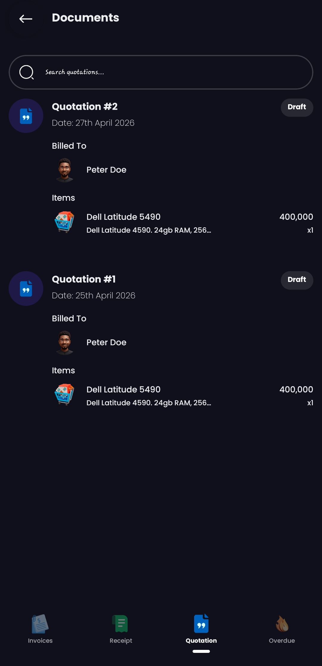 Recido app screen