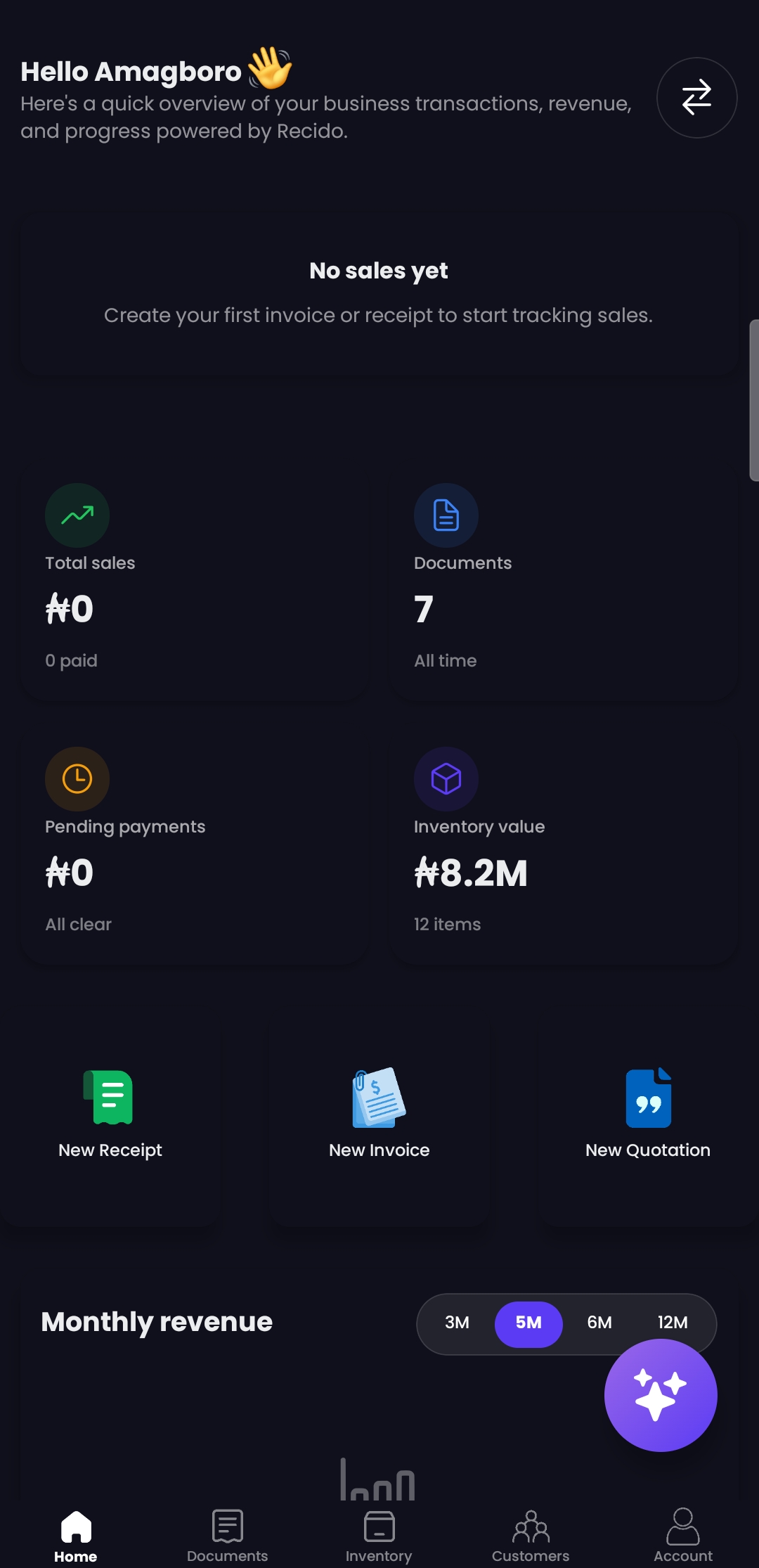 Recido app screen