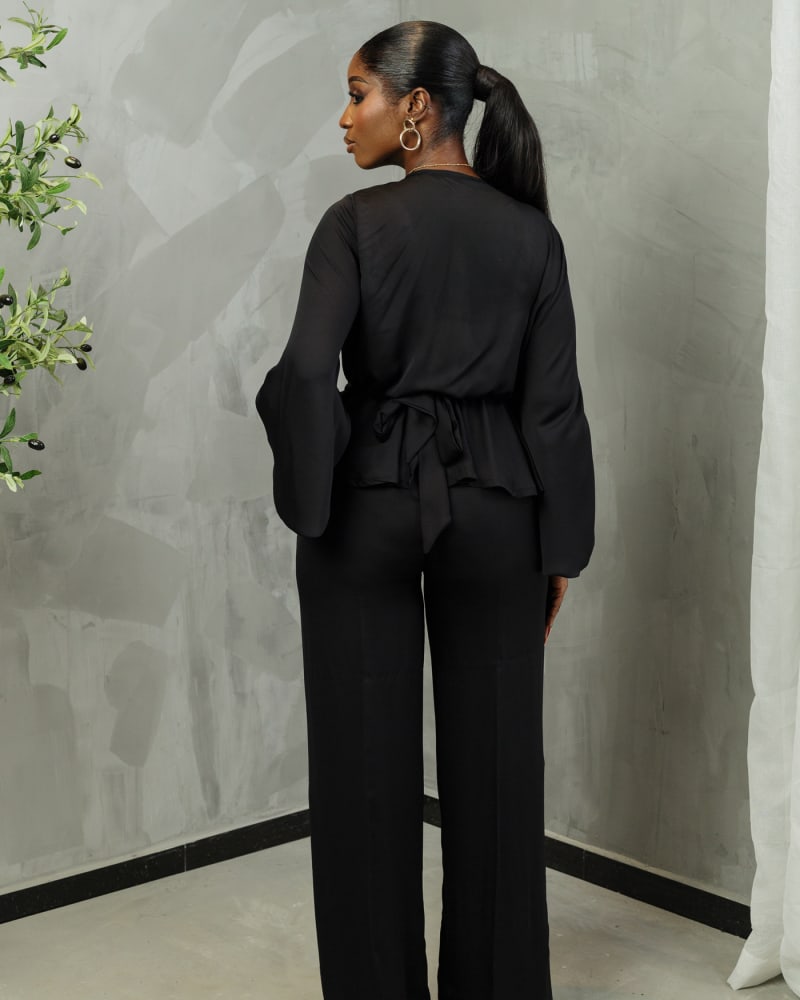 Black Wrap Peplum Top with Pant
