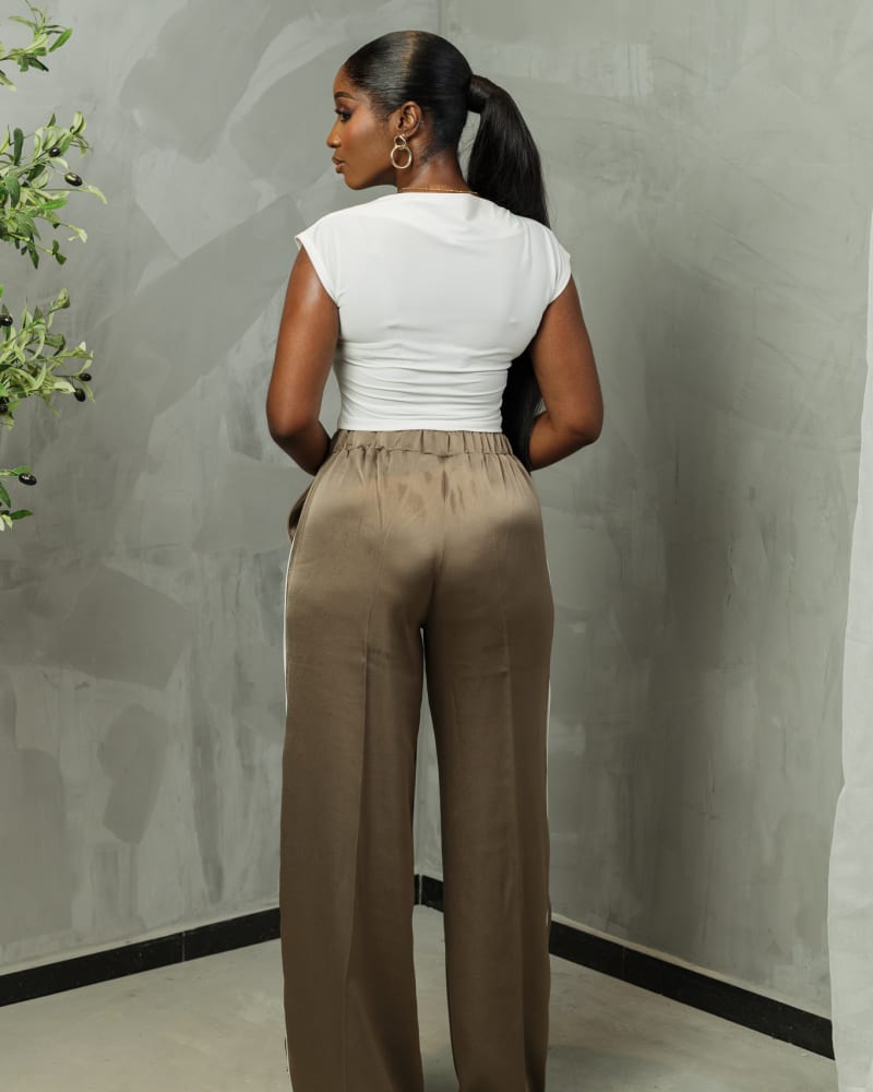 White Top with Grey Trousers