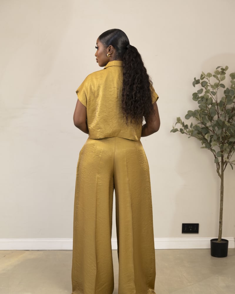 Gold Jacket and Palazzo Pant Two-Piece
