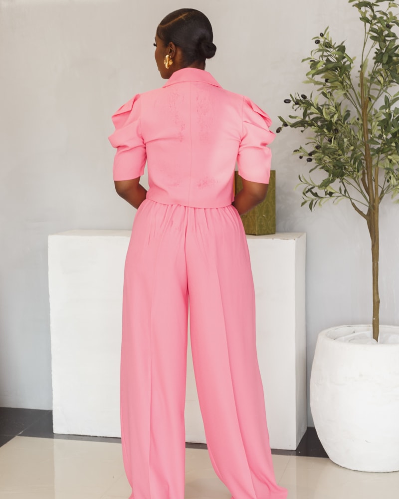 Pink Puff Sleeves Top with Pants