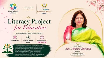 Sunbeam School Ballia's published notice poster — the Literacy Project for Educators at Sunbeam School Ballia