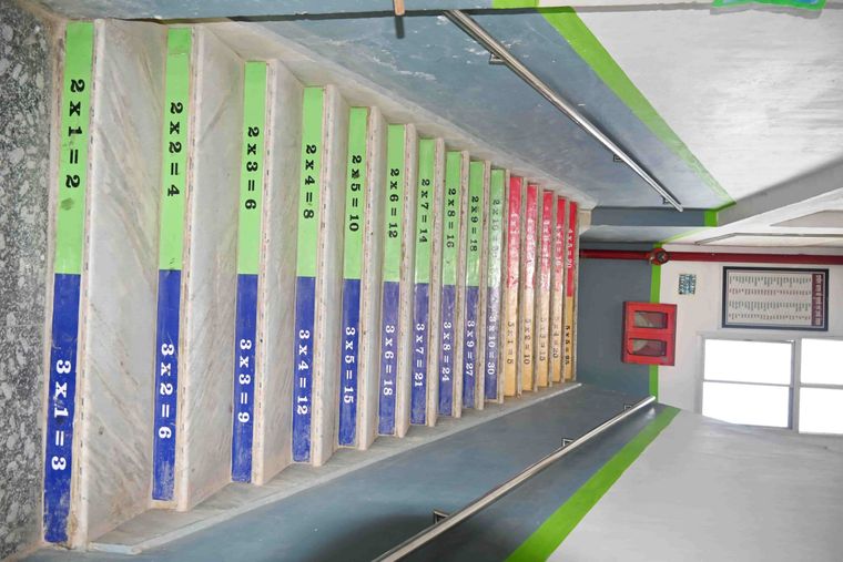 A corridor inside the academic block at Sunbeam School Ballia.
