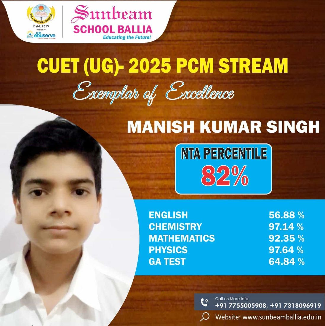 CUET (UG) results at Sunbeam School Ballia — photograph 2 of 8