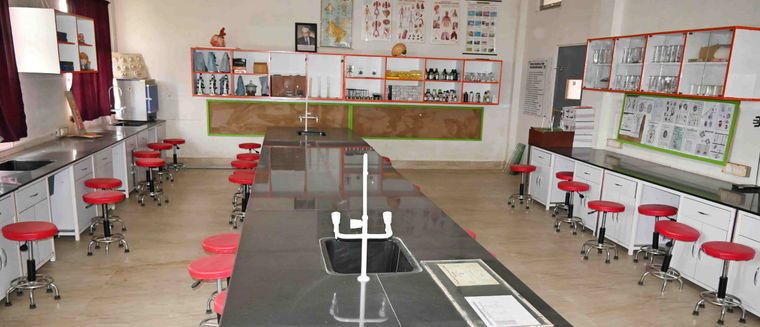 The biology laboratory at Sunbeam School Ballia
