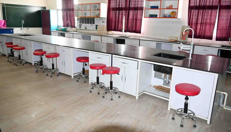 The biology laboratory at Sunbeam School Ballia
