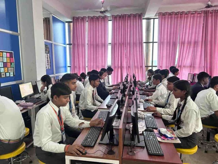 Senior students at work in the computer laboratory at Sunbeam School Ballia — detail 2