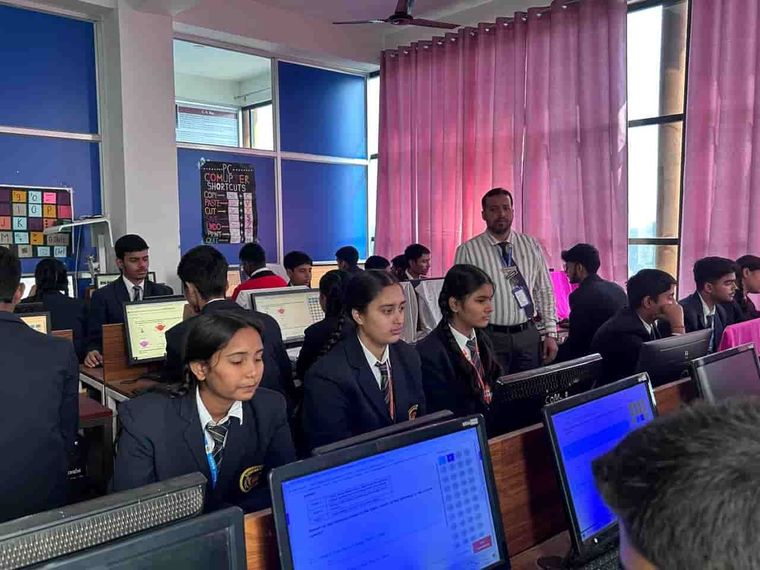 Senior students at work in the computer laboratory at Sunbeam School Ballia