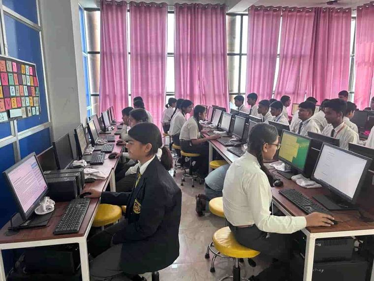 Senior students at work in the computer laboratory at Sunbeam School Ballia
