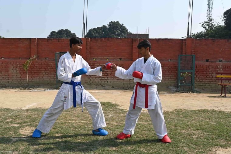 Karate on the school ground at Sunbeam School Ballia — photograph 1 of 3